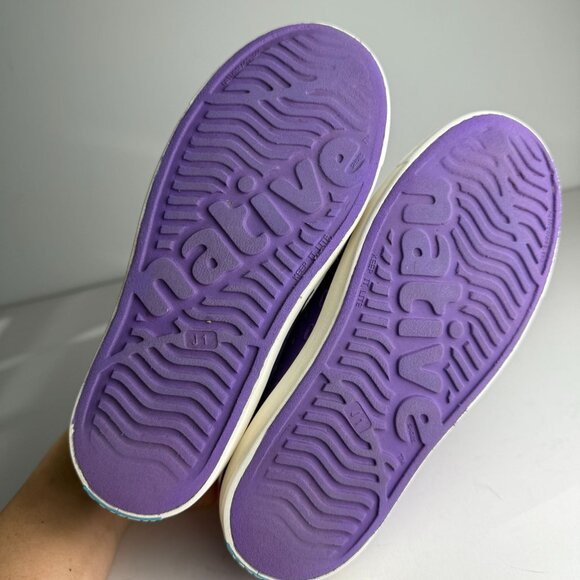 Native Jefferson Slip On Shoe Starfish Purple Shell White Big Kids Size J1 - Picture 7 of 7